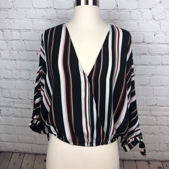 Ganji LA Stripped Wrap Top with Elastic Waist Sz L - Picture 1 of 4